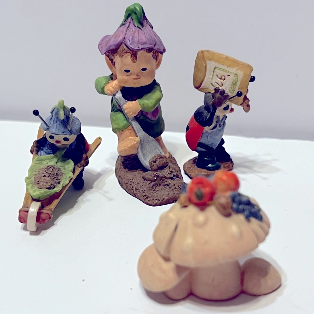 Vintage Hallmark Miniseries Spring Garden Gnome Figurine Set for Kids